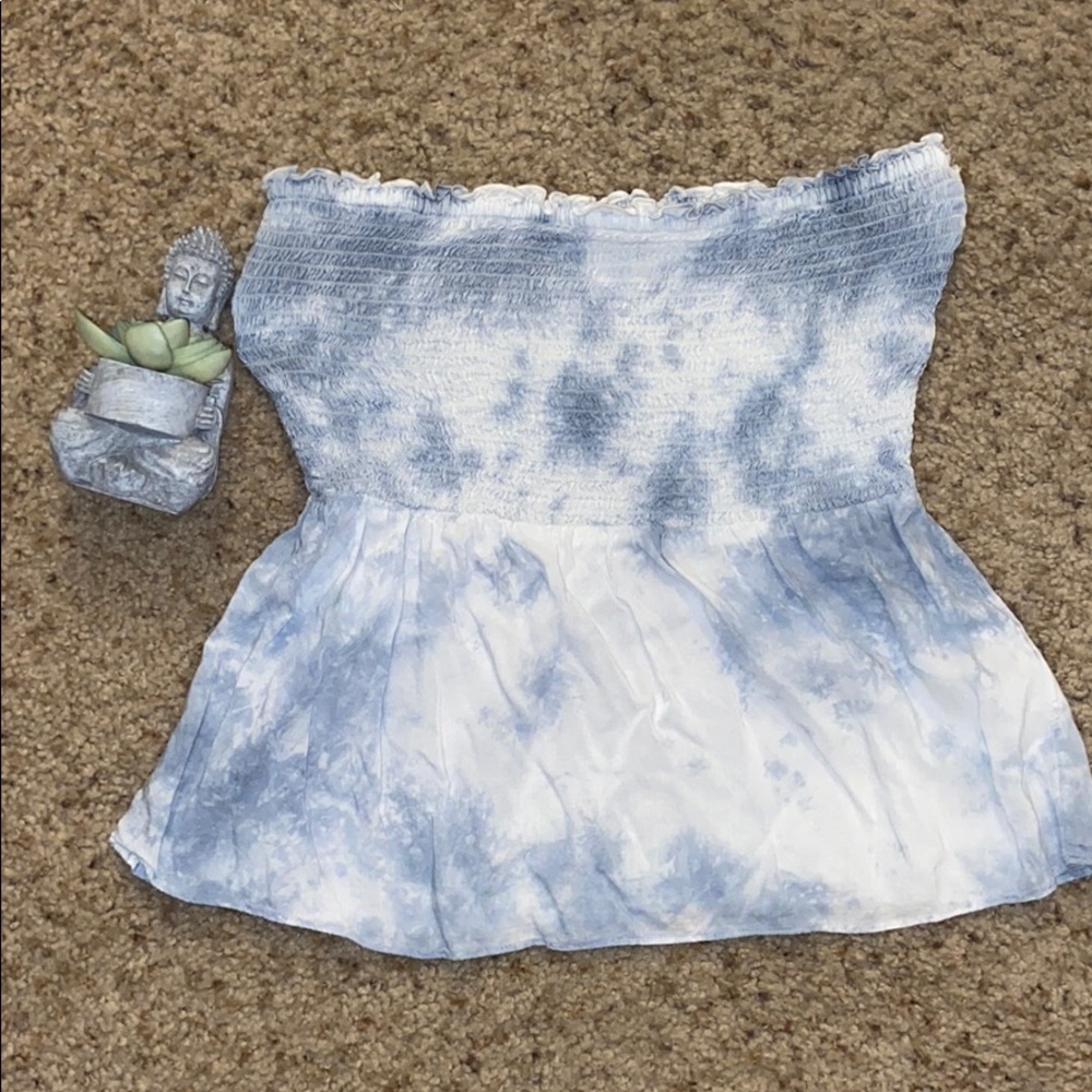 American Eagle Baby Blue Tye Dye Tube Top